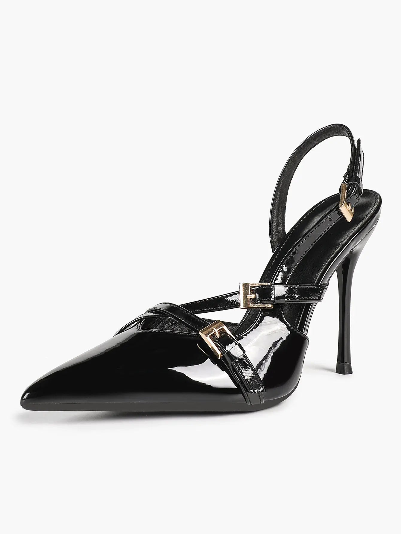Slingback Pumps for Women Pointed Toe Cross Strap Stiletto Heels Buckle Dress Shoes Party Wedding YISHIFAN