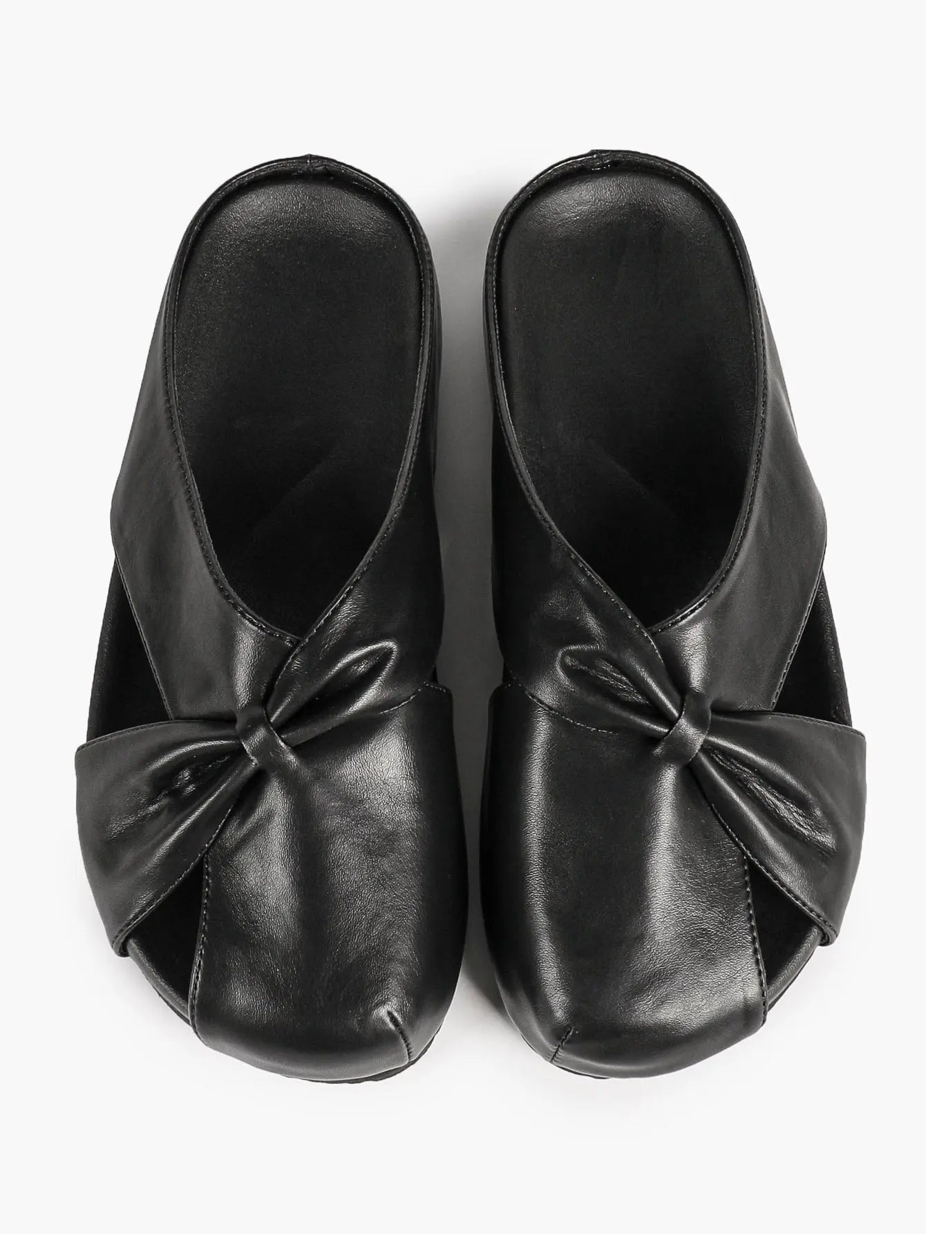 White Crossover Knot Slide Sandals – Women's Open Toe Flat Mule with Cushioned Footbed YISHIFAN
