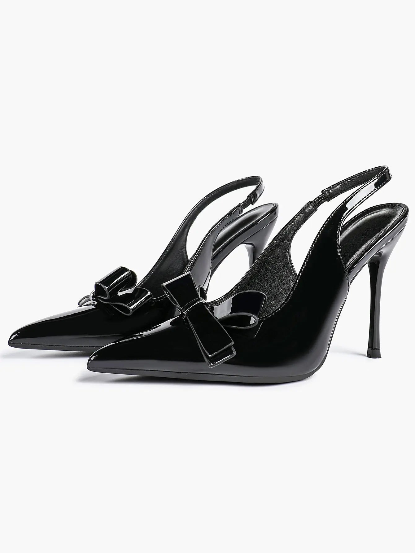 Women's Leather Bowknot High-Heel Closed Toe Pointed Toe Slingback Stiletto Heels Top-quality Shoes YISHIFAN
