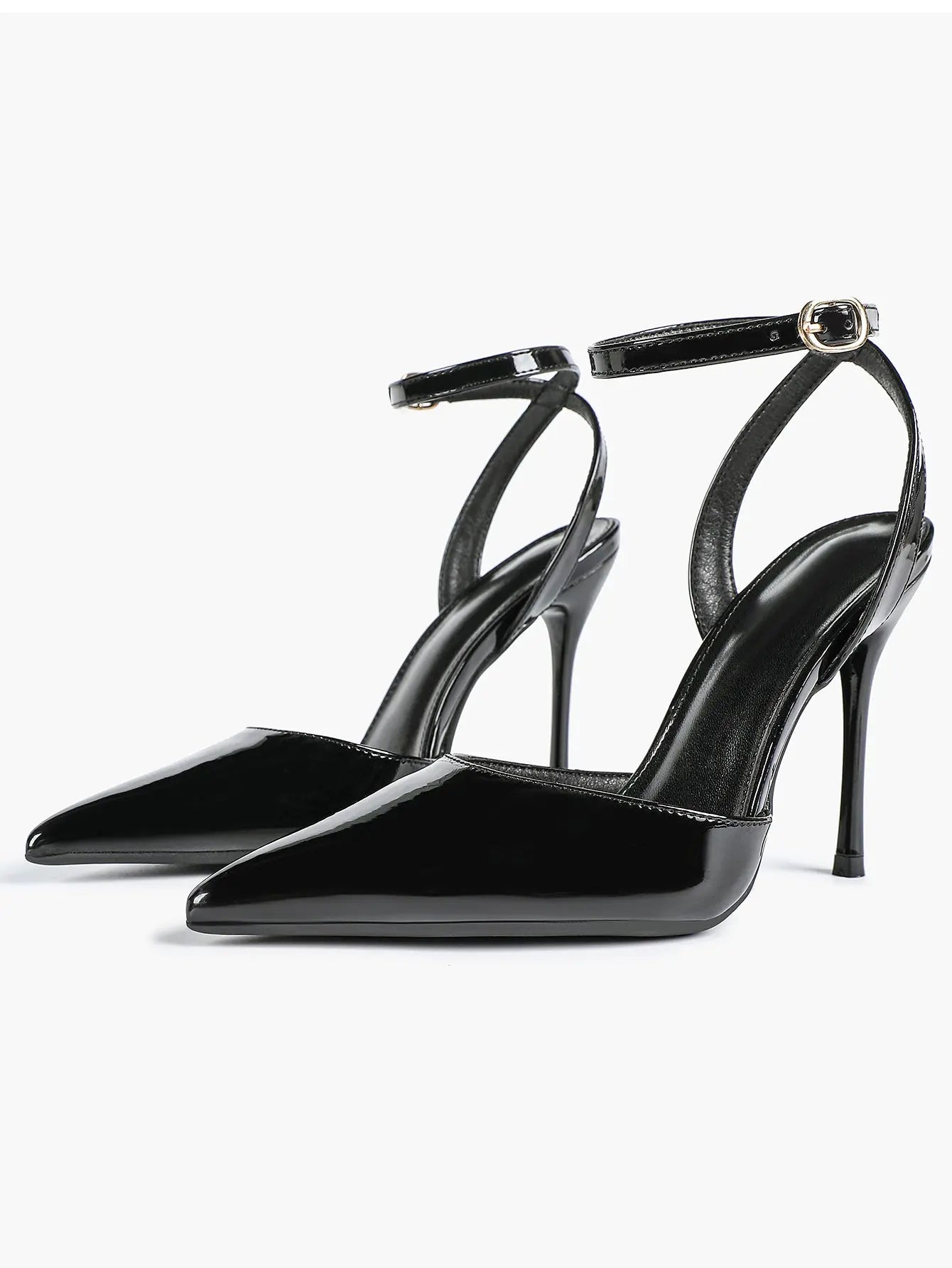 Women's Leather 4.13 INCH High-Heel Stiletto Pointed Toe Slingback Stiletto Heels for Elegant Scene YISHIFAN
