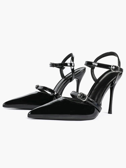 Women's Ivory Leather High-Heel Stiletto Pointed Toe Ankle Strap Sandals Sexy Wedding Party Evening Dress Shoes YISHIFAN