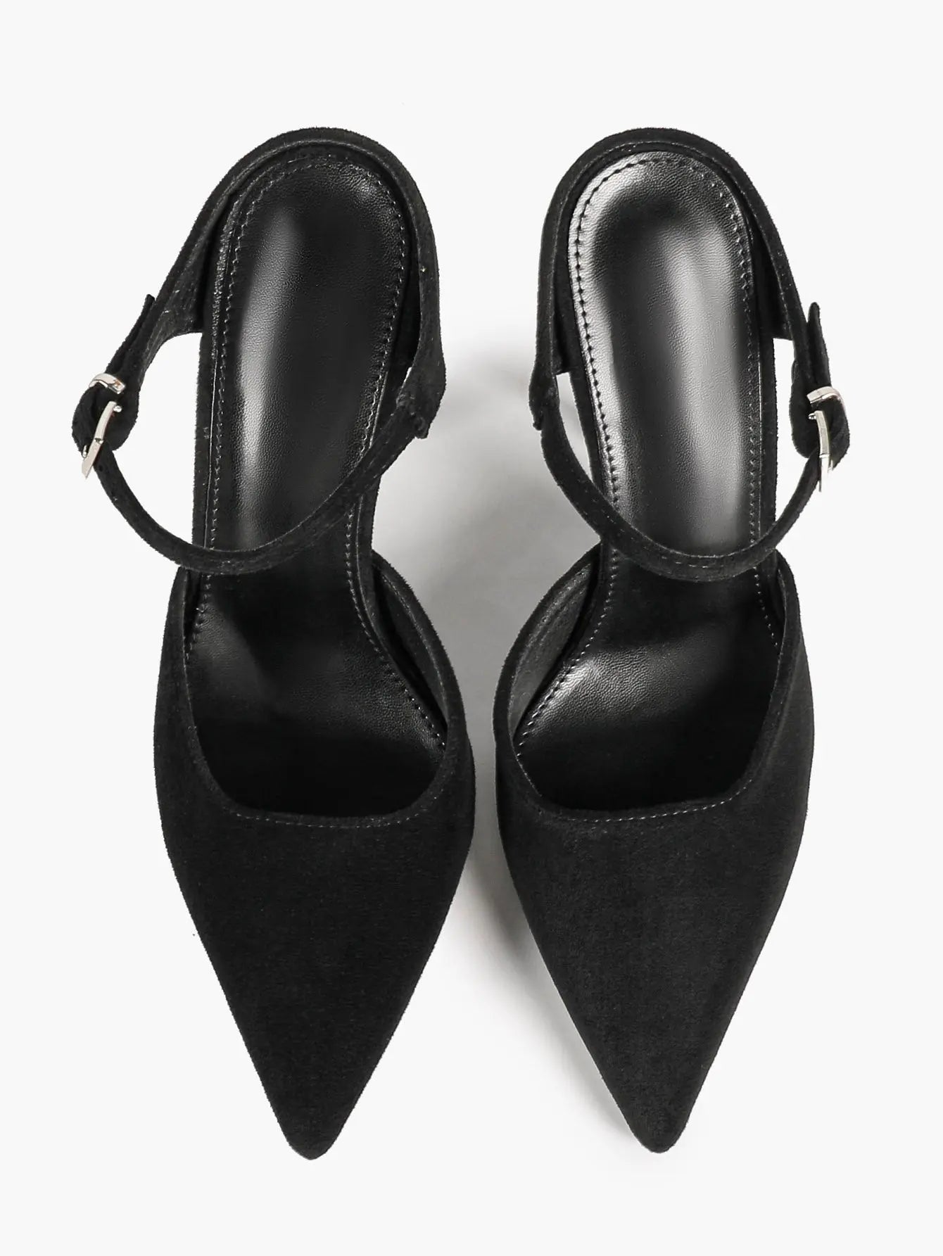 Women's Suede Pointed Toe D'Orsay Pumps Ankle Strap Stiletto High Heels with Buckle YISHIFAN