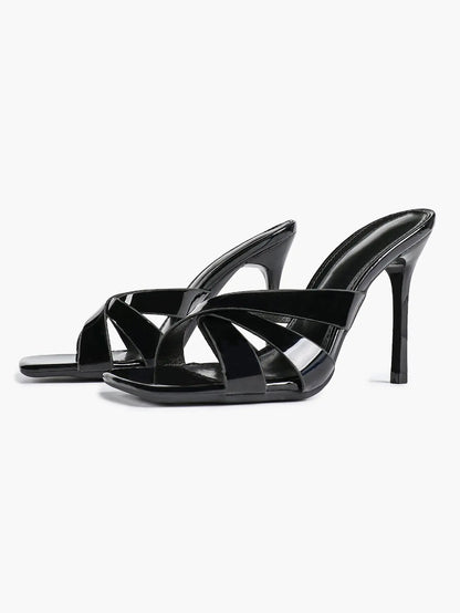 Women's Heeled Open Toe Sandals Square Toe Shoes Dress Wedding Office Shoes YISHIFAN