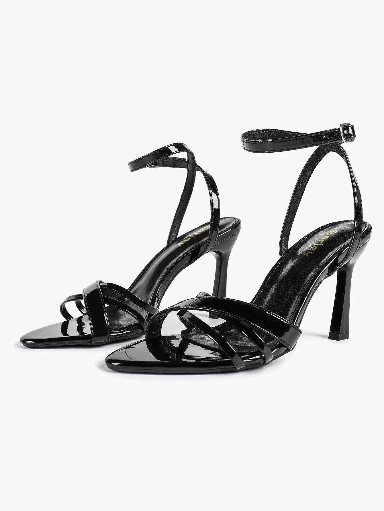 Brown Leather High-Heel Sandals  Cross Strap Stiletto Heels Wedding Party Dress Shoes YISHIFAN