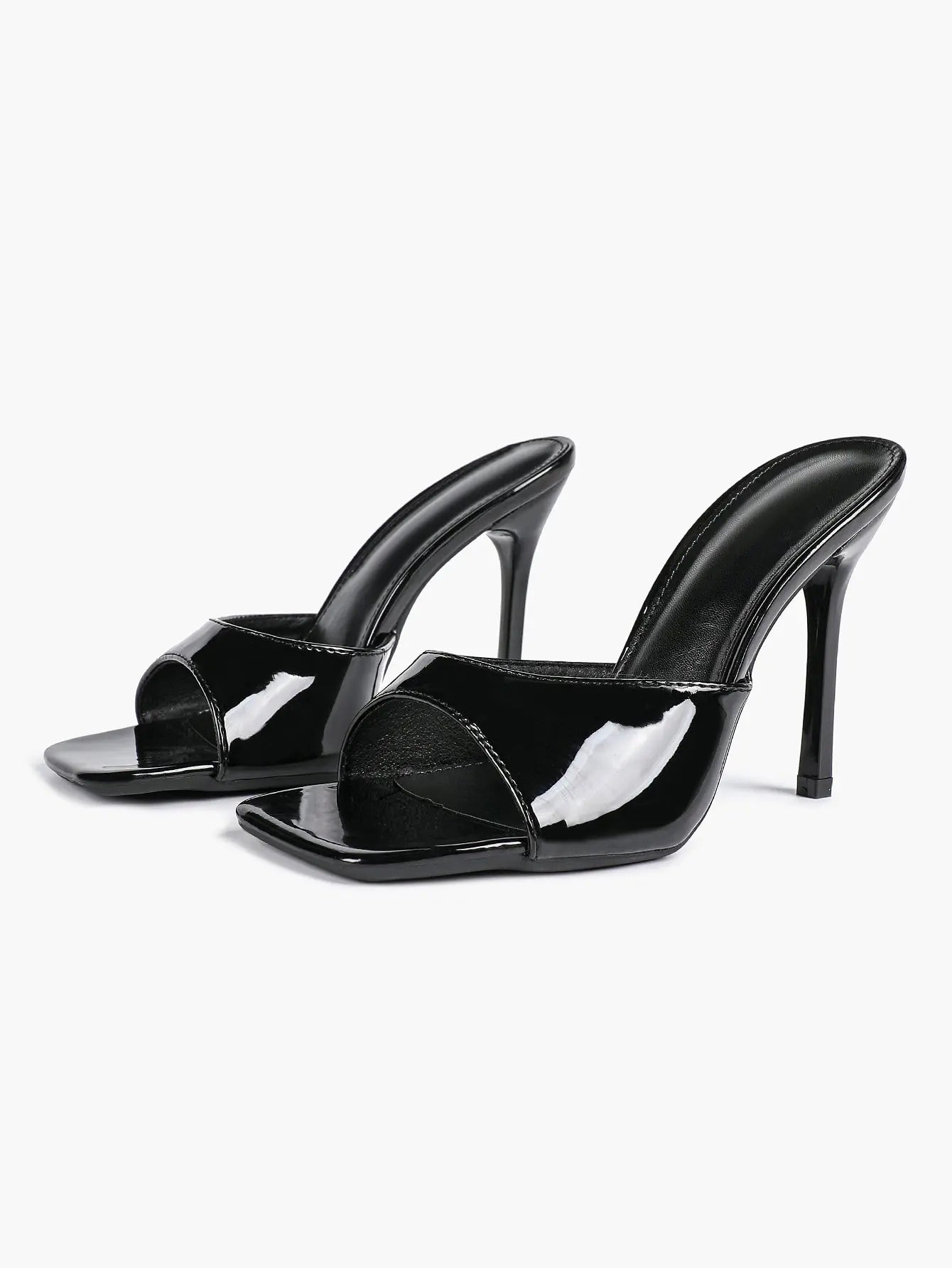 Women's Kitten Heels for Square Toe Open Toe Backless Mule Heels Stiletto Sandals 4.13 Inch YISHIFAN