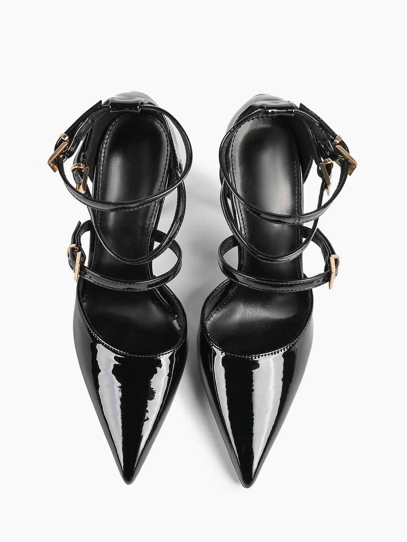 Cream Triple Ankle Strap Stiletto Pumps – Women’s Pointed Toe Cage Heel High Heels YISHIFAN
