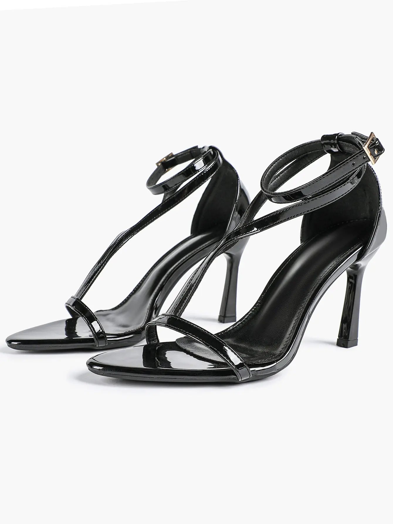 Women's Pointed Toe High-Heel Sandals Y-Strap Adjustable Ankle Strap Wedding Party Shoes YISHIFAN