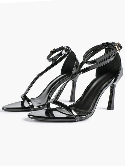 Women's Pointed Toe High-Heel Sandals Y-Strap Adjustable Ankle Strap Wedding Party Shoes YISHIFAN