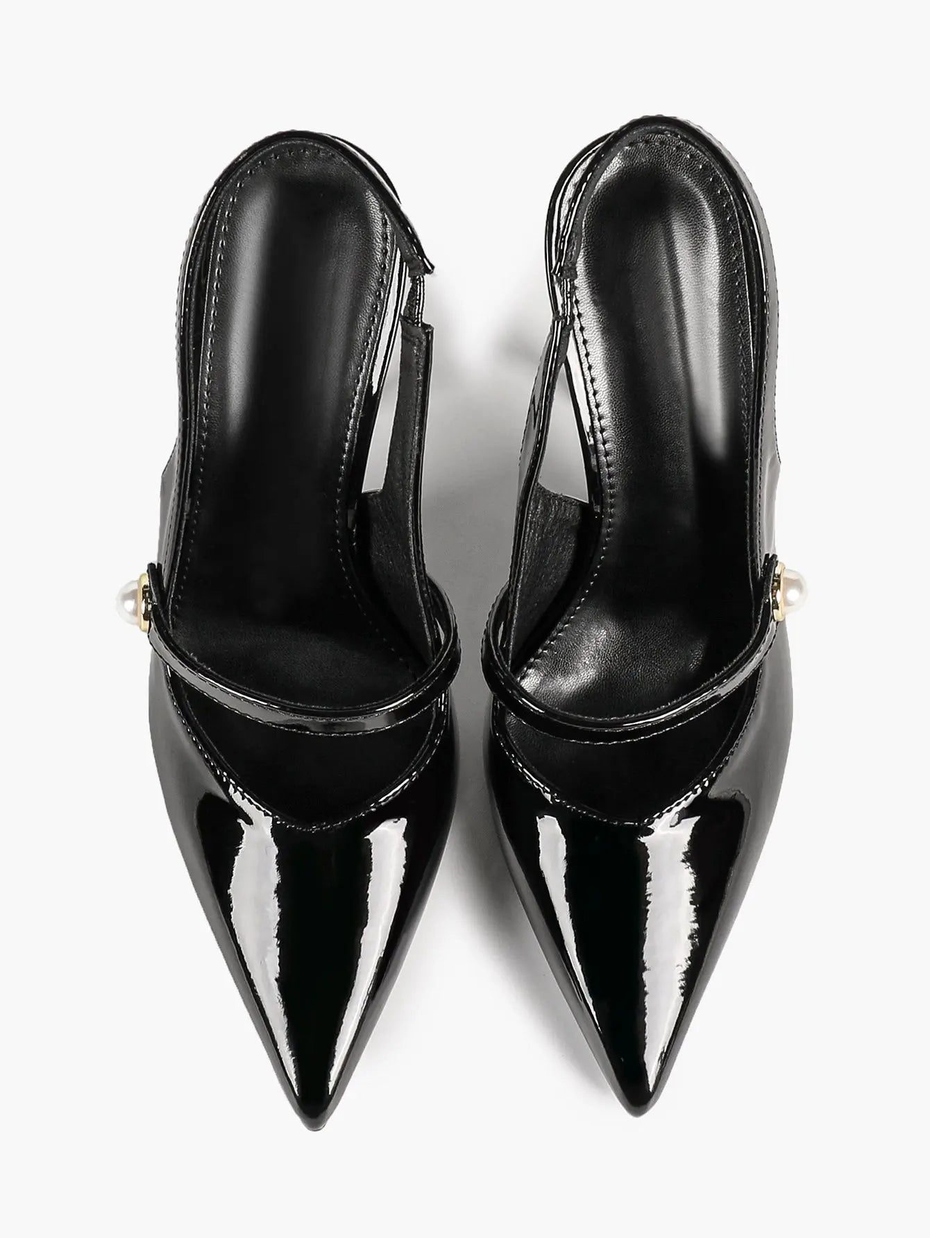 Women's Pointed Toe Slingback Stiletto Pumps Mary Jane High Heels with Pearl Accent YISHIFAN