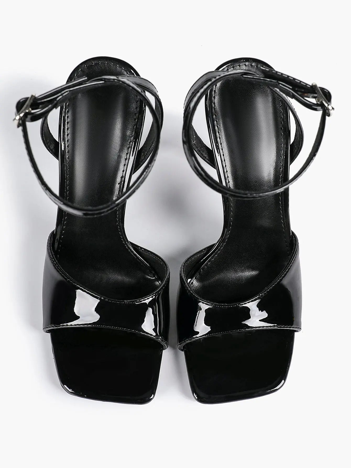 Women's Stiletto Heels 4.13 Inch Square Toe Ankle Strap Sandals Wedding Party Office Dress Shoes YISHIFAN