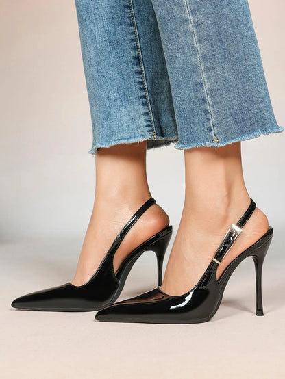 Women's Green Stone High-Heel Sandals Pointed Toe Slingback Stiletto Heels Wedding Party Evening Dress Shoes YISHIFAN