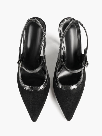 Women's Pointed Toe Stiletto Heels Mary Jane Slingback Pumps Buckle Strap Dress Shoes YISHIFAN