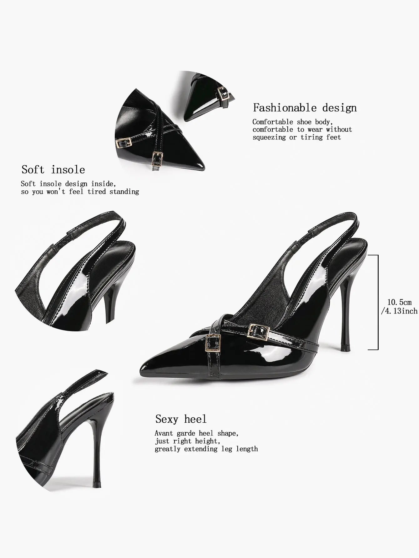 Women's Slingback Closed Pointed Toe Stiletto Wedding Work Comfortable Dress Shoes YISHIFAN