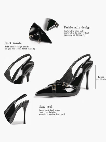 Women's Slingback Closed Pointed Toe Stiletto Wedding Work Comfortable Dress Shoes YISHIFAN