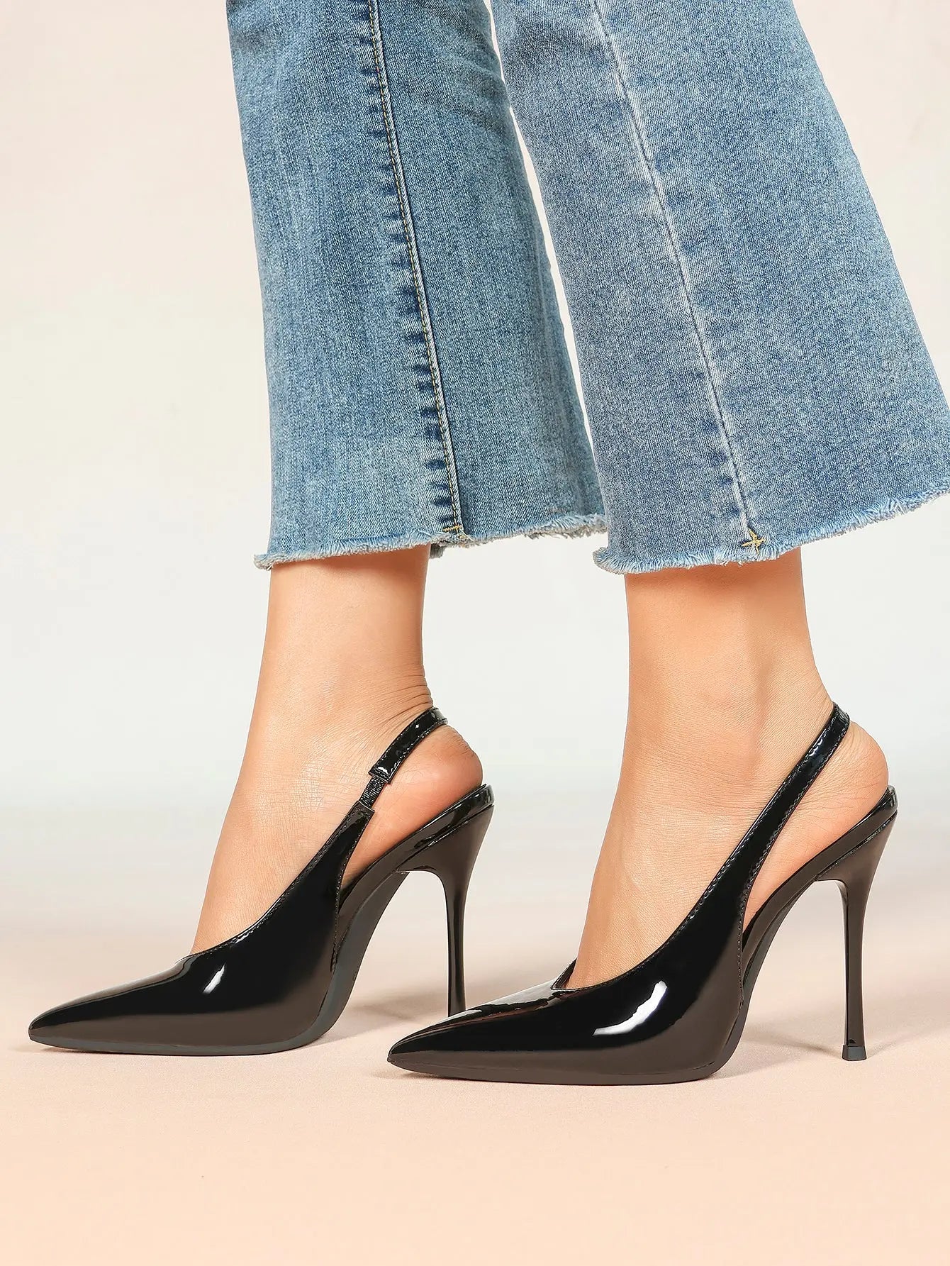 Women's Slingback Pumps Closed Pointed Toe Stiletto Heels Wedding Party Dress Shoes YISHIFAN