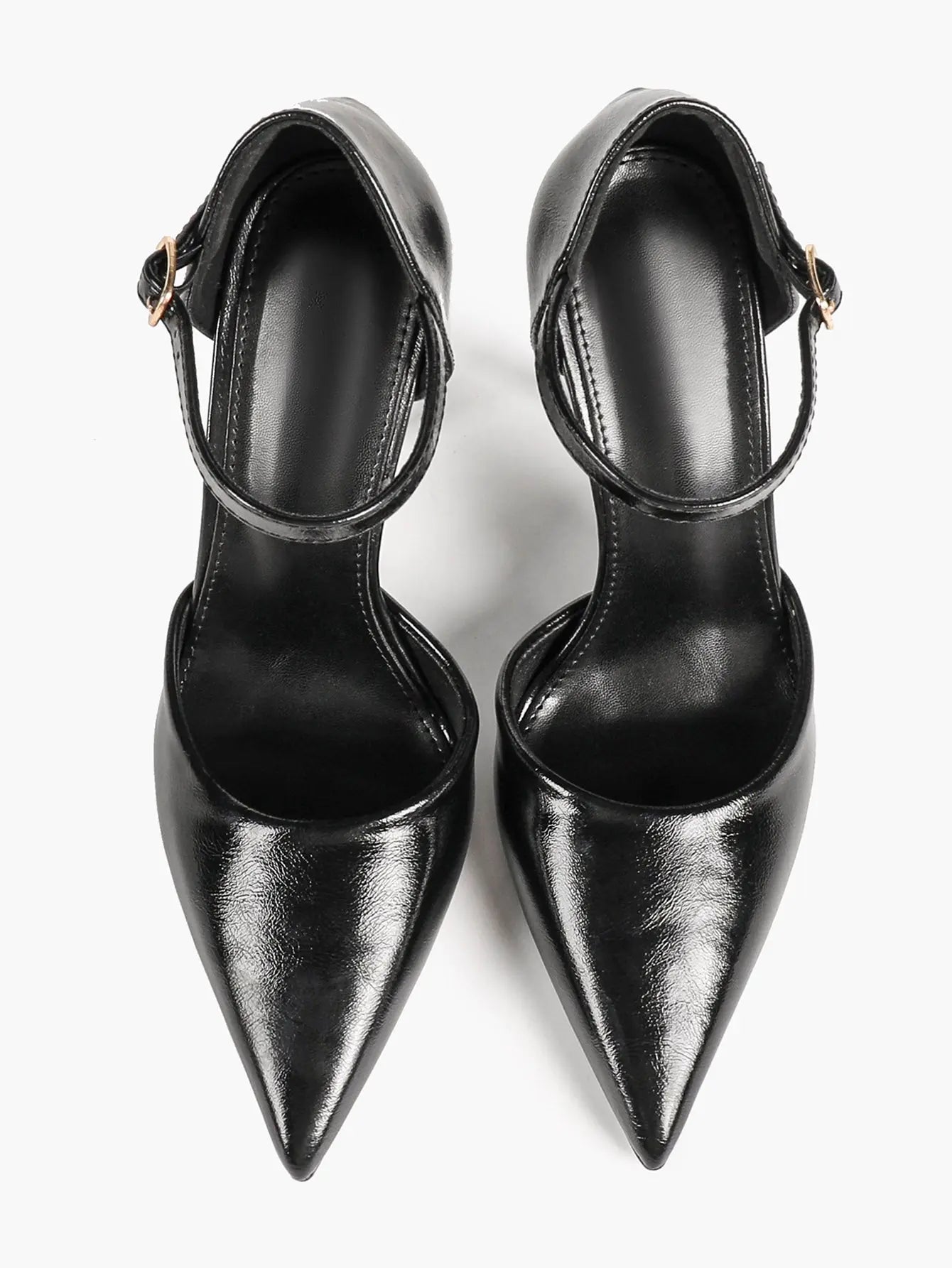 Women's Pointed Toe D'Orsay Pumps Ankle Strap Stiletto High Heels with Buckle YISHIFAN
