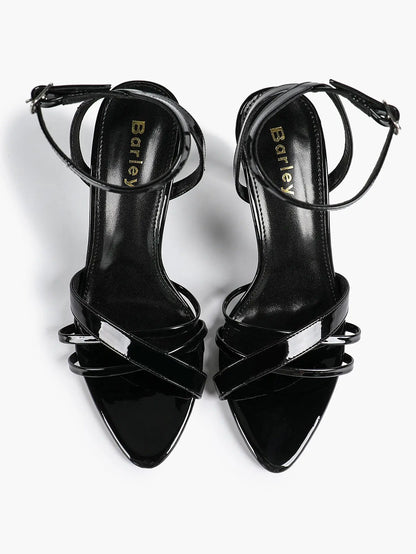 Brown Leather High-Heel Sandals  Cross Strap Stiletto Heels Wedding Party Dress Shoes YISHIFAN