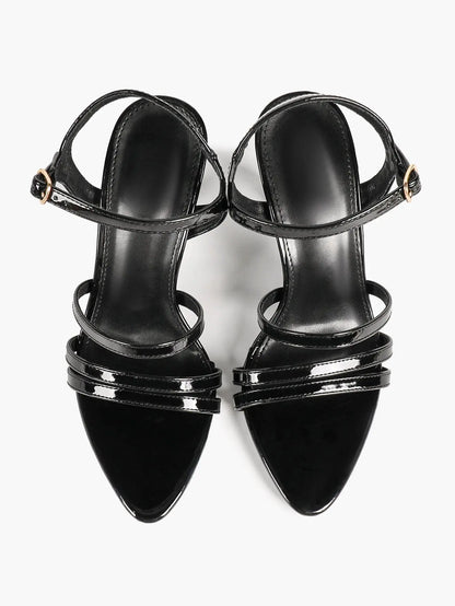 Women's Open Toe Stiletto Sandals Ankle Strap Buckle Sexy High Heel Dress Shoes 9.5CM YISHIFAN