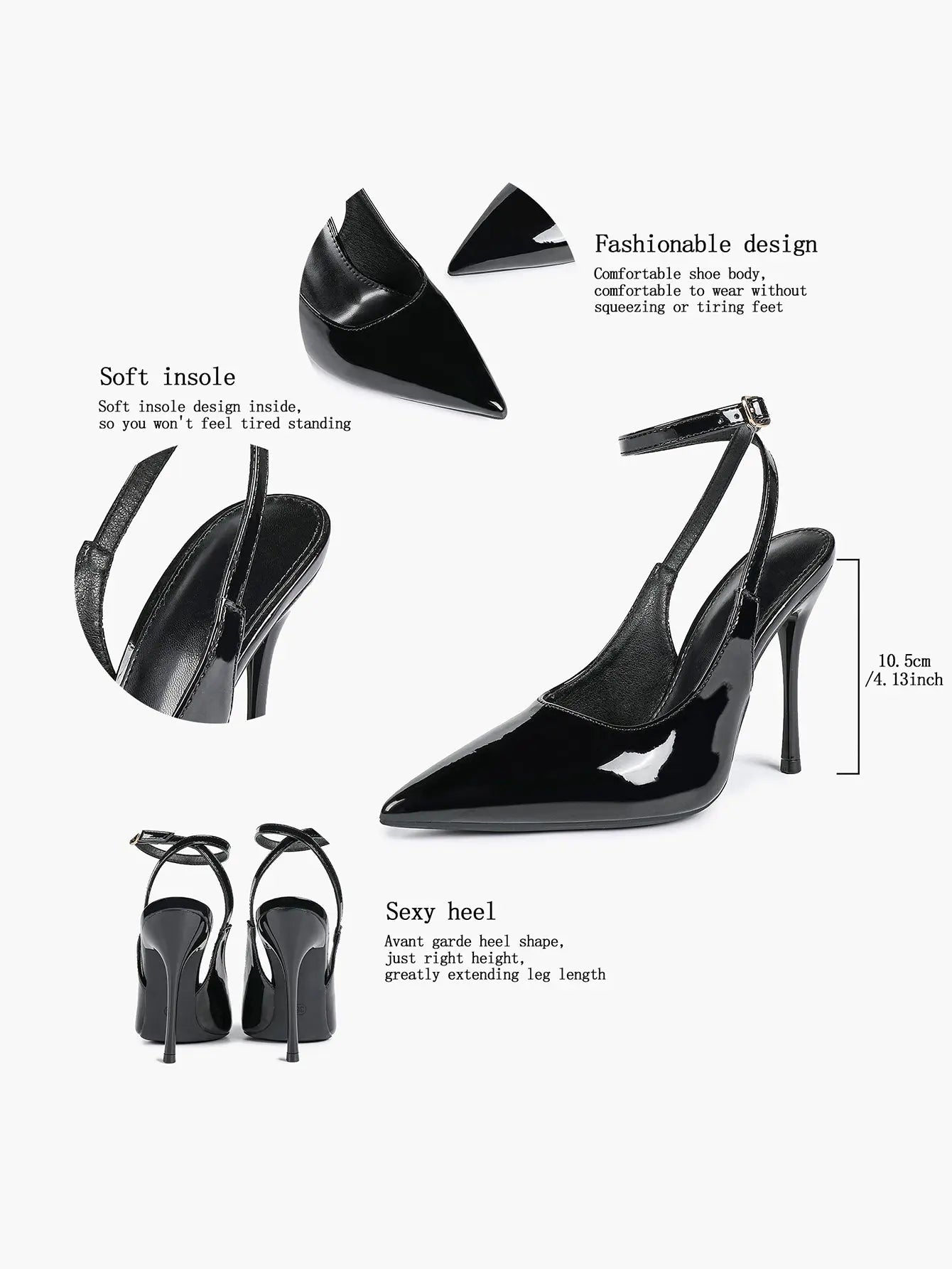 Women's Leather Pointed Toe Closed Toe Ankle Strap Heels Dress Shoes for Wedding Party Office YISHIFAN