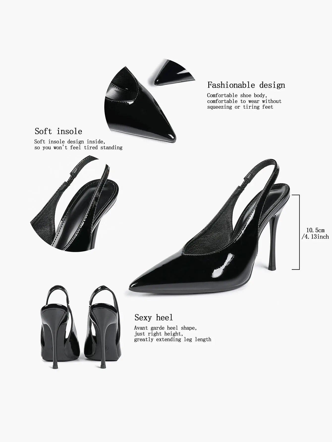 Women's Slingback Pumps Closed Pointed Toe Stiletto Heels Wedding Party Dress Shoes YISHIFAN