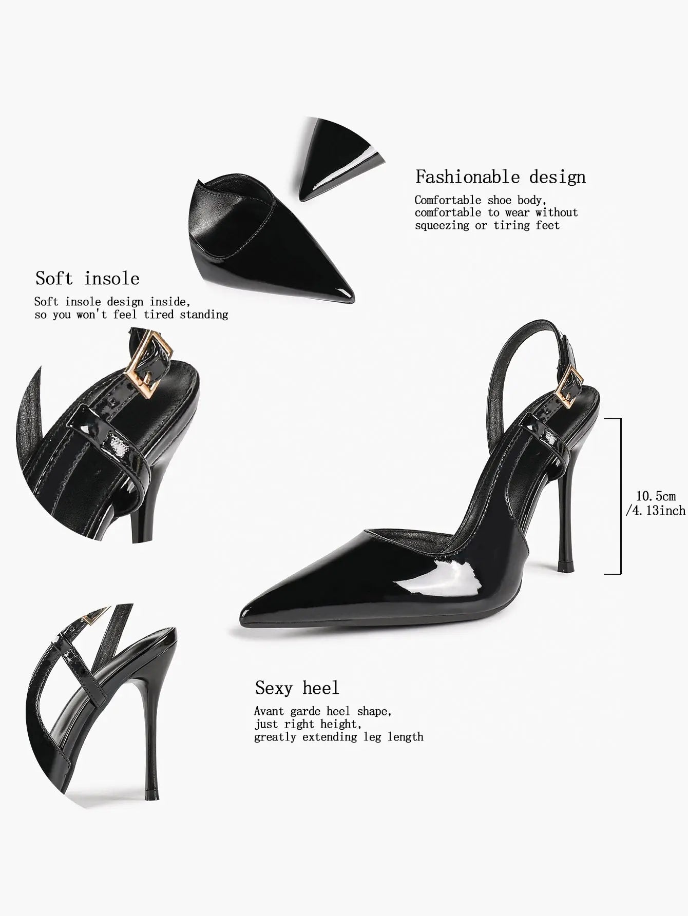 Women Closed Toe Slingback Heels Strappy Pointed Toe Stiletto Heels Wedding Party Dress Shoes YISHIFAN