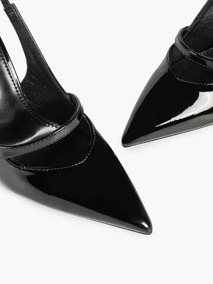 Women's Pointed Toe Slingback Stiletto Pumps Mary Jane High Heels with Pearl Accent YISHIFAN