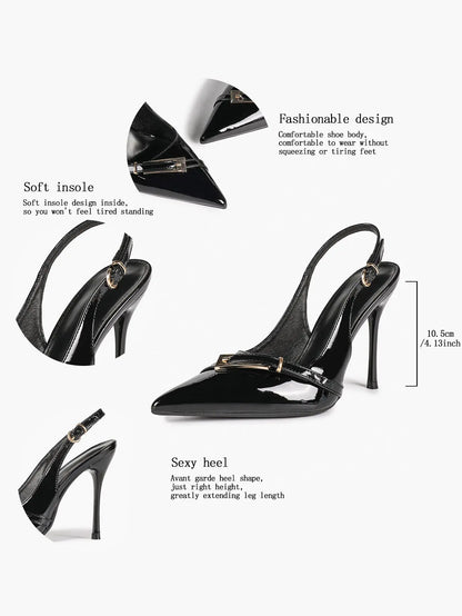Chocolate-Brown Sculptural Stilettos: Gold-Chain Accents & Cloud-Like Soft Insole for Leg-Lengthening Glamour YISHIFAN