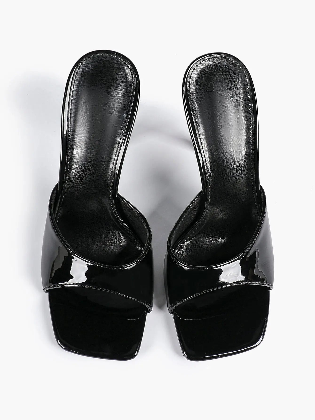 Women's Kitten Heels for Square Toe Open Toe Backless Mule Heels Stiletto Sandals 4.13 Inch YISHIFAN