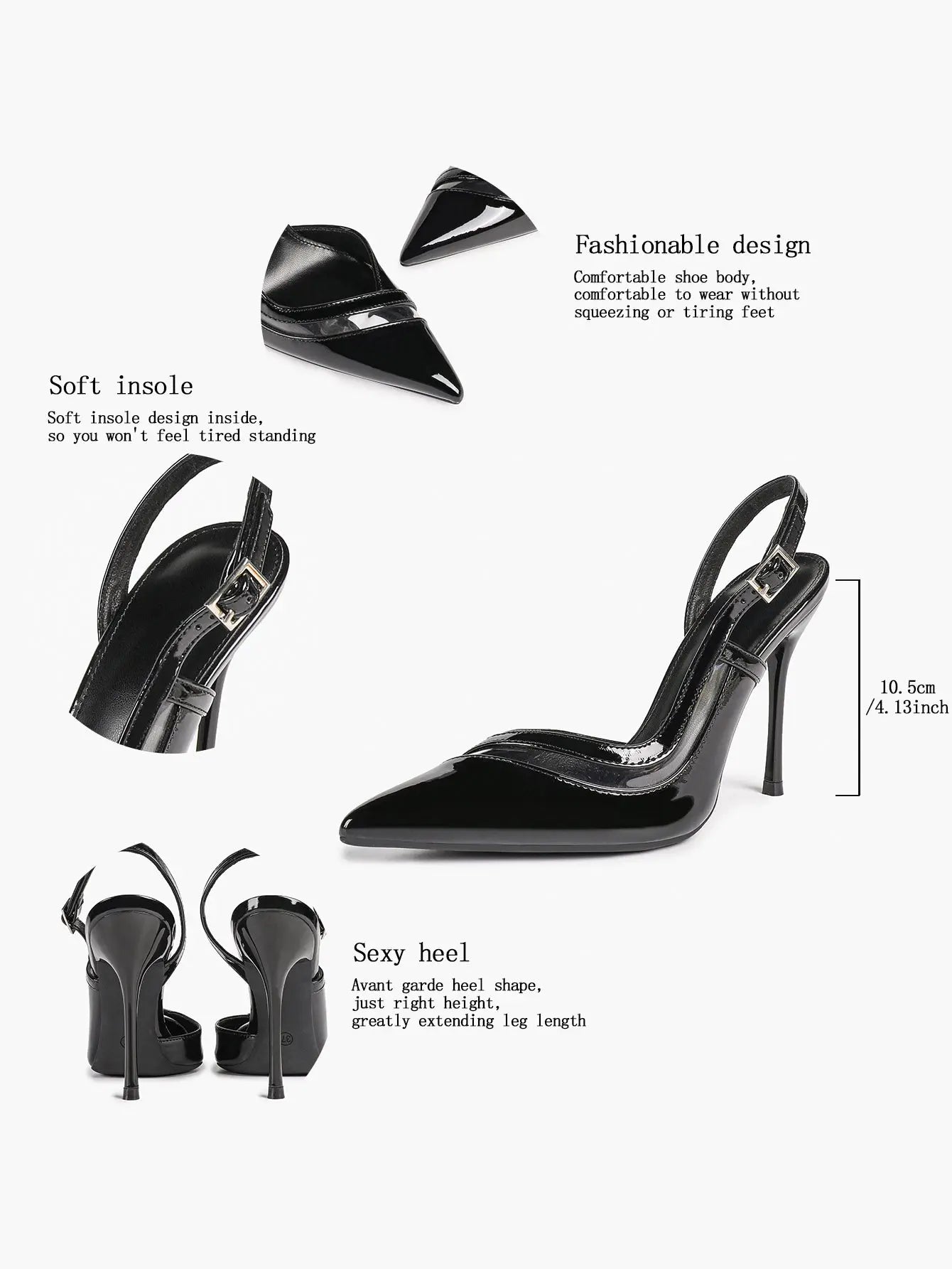 Closed Toe Slingback Heels Women Pumps Strappy Pointed Toe Stiletto Heels for Women Wedding Party Dress Shoes YISHIFAN
