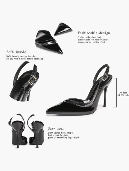 Closed Toe Slingback Heels Women Pumps Strappy Pointed Toe Stiletto Heels for Women Wedding Party Dress Shoes YISHIFAN