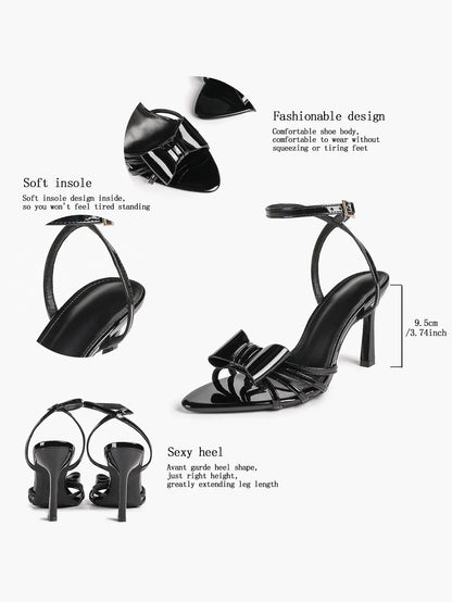 Bow Tie Heels Sandals Slingback Peep Toe Wedding Stiletto Heel Summer Cute Wedding Bridal Shoes YISHIFAN