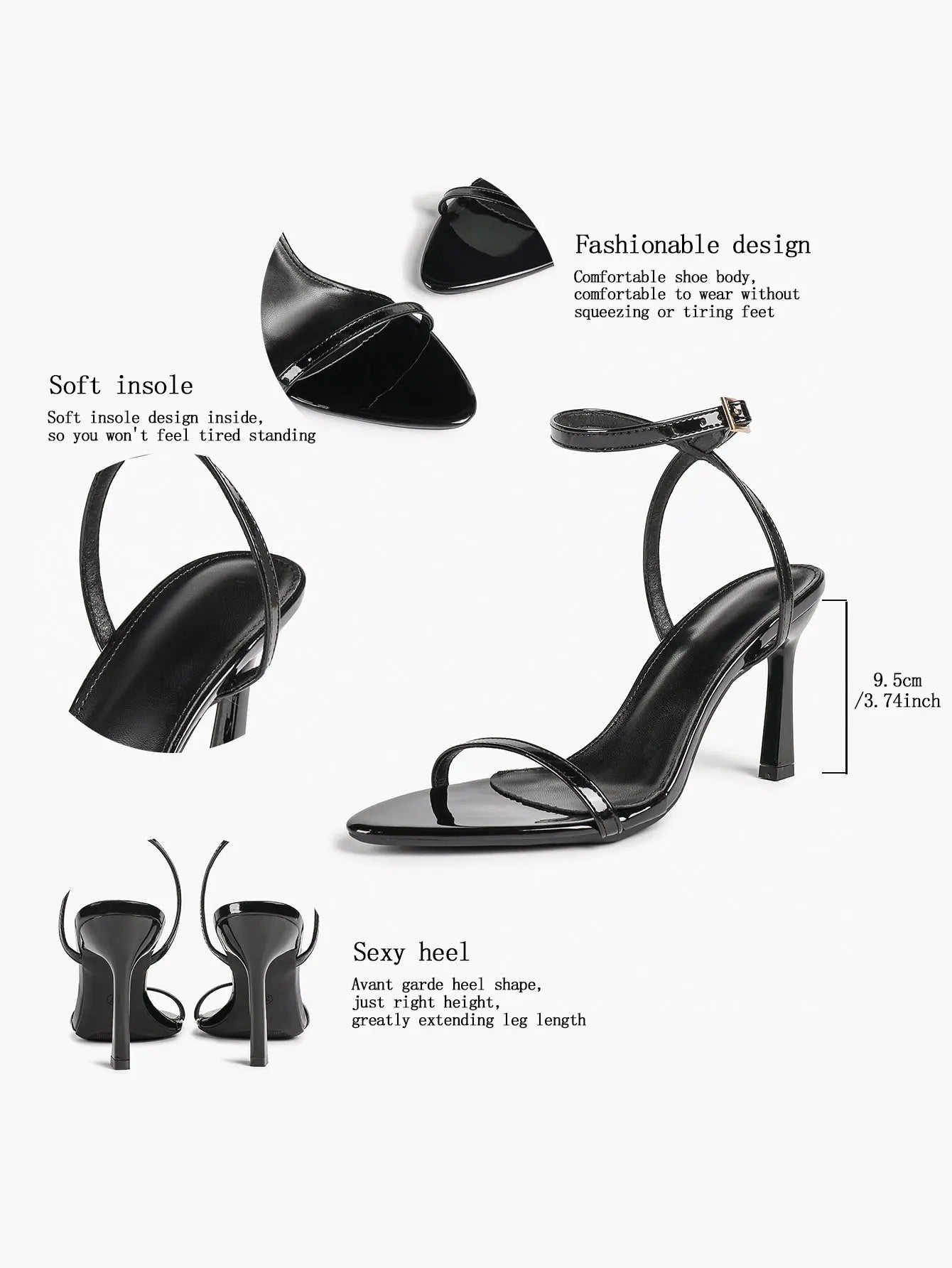 Women Pointed Peep Toe Strappy Heels Ankle Strap Stiletto Kitten Wedding Bridal Party Dress Shoes YISHIFAN
