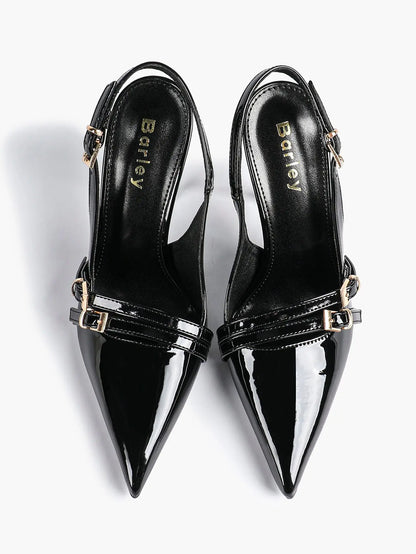 Women's High-Heel Sandals Closed Pointed Toe Slingback Heels Ankle Strap Stiletto Heels Elegant YISHIFAN