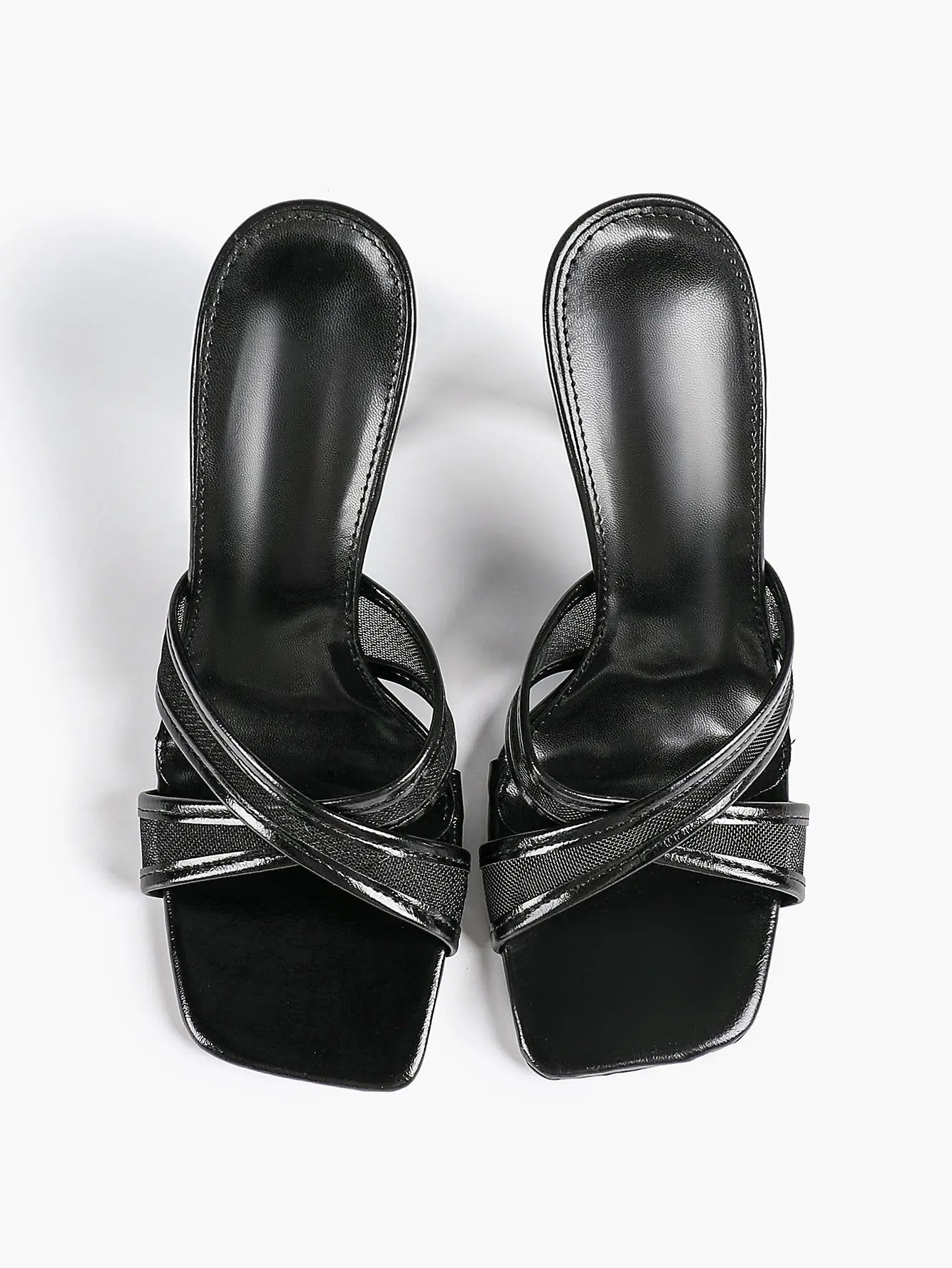 Women's Square Toe Cross Strap High Heel Sandals 3.74 Inch Sexy Stiletto Heels with Soft Insole Comfortable Mesh YISHIFAN
