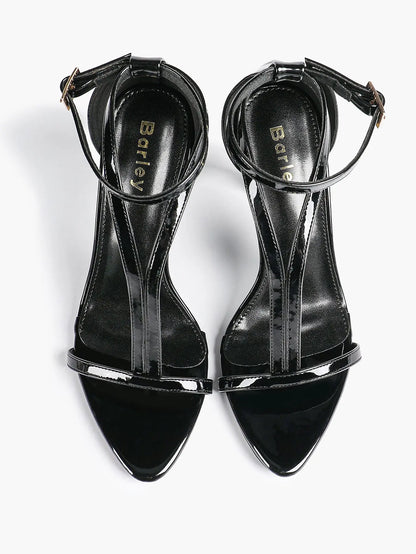 Women's Pointed Toe High-Heel Sandals Y-Strap Adjustable Ankle Strap Wedding Party Shoes YISHIFAN