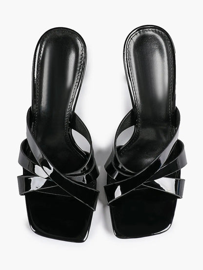 Women's Heeled Open Toe Sandals Square Toe Shoes Dress Wedding Office Shoes YISHIFAN