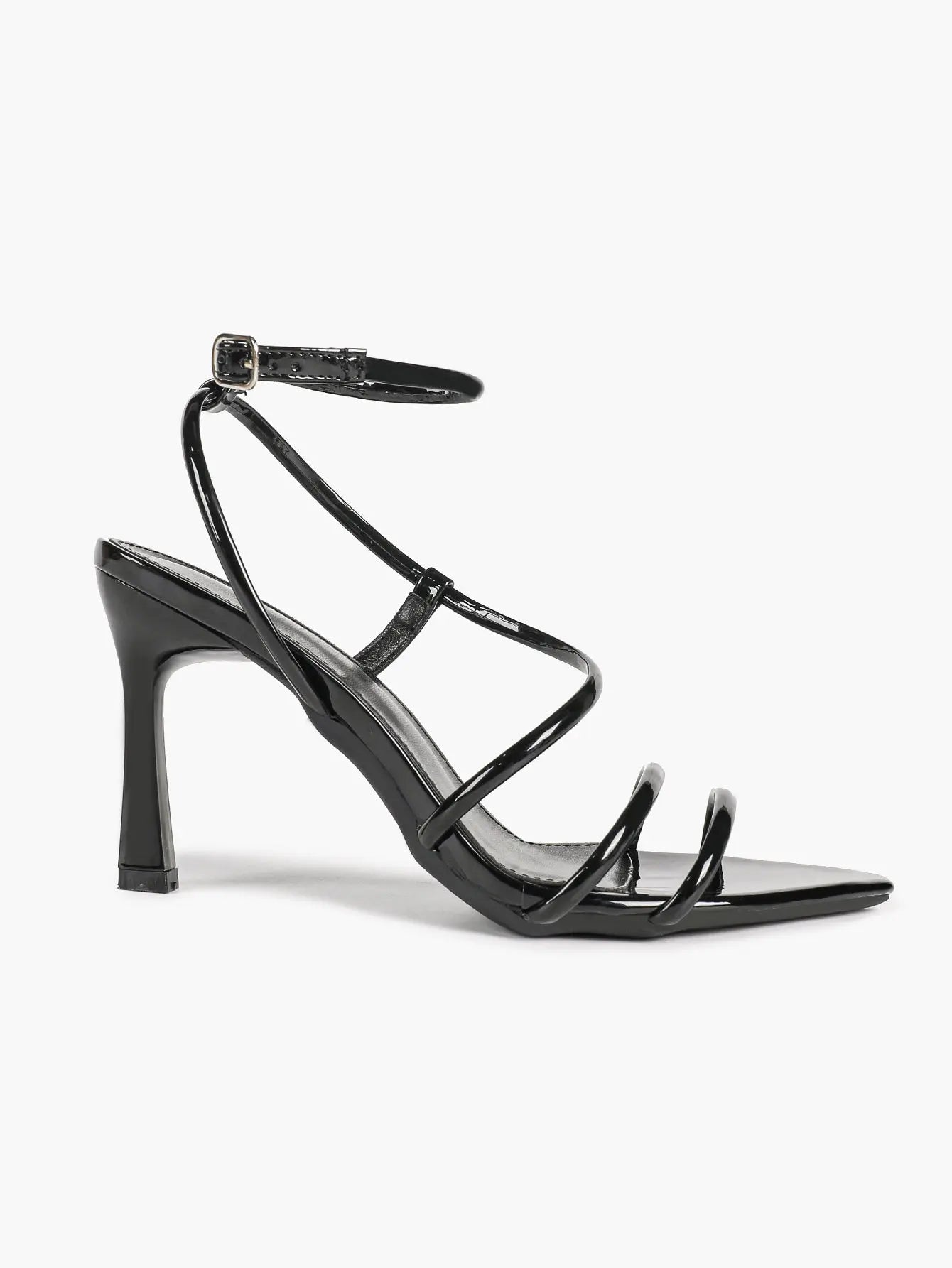 Cognac Multi-Strap Square Toe Stiletto Sandals – Women’s Tubular Toe Strap Ankle Strap Heels YISHIFAN
