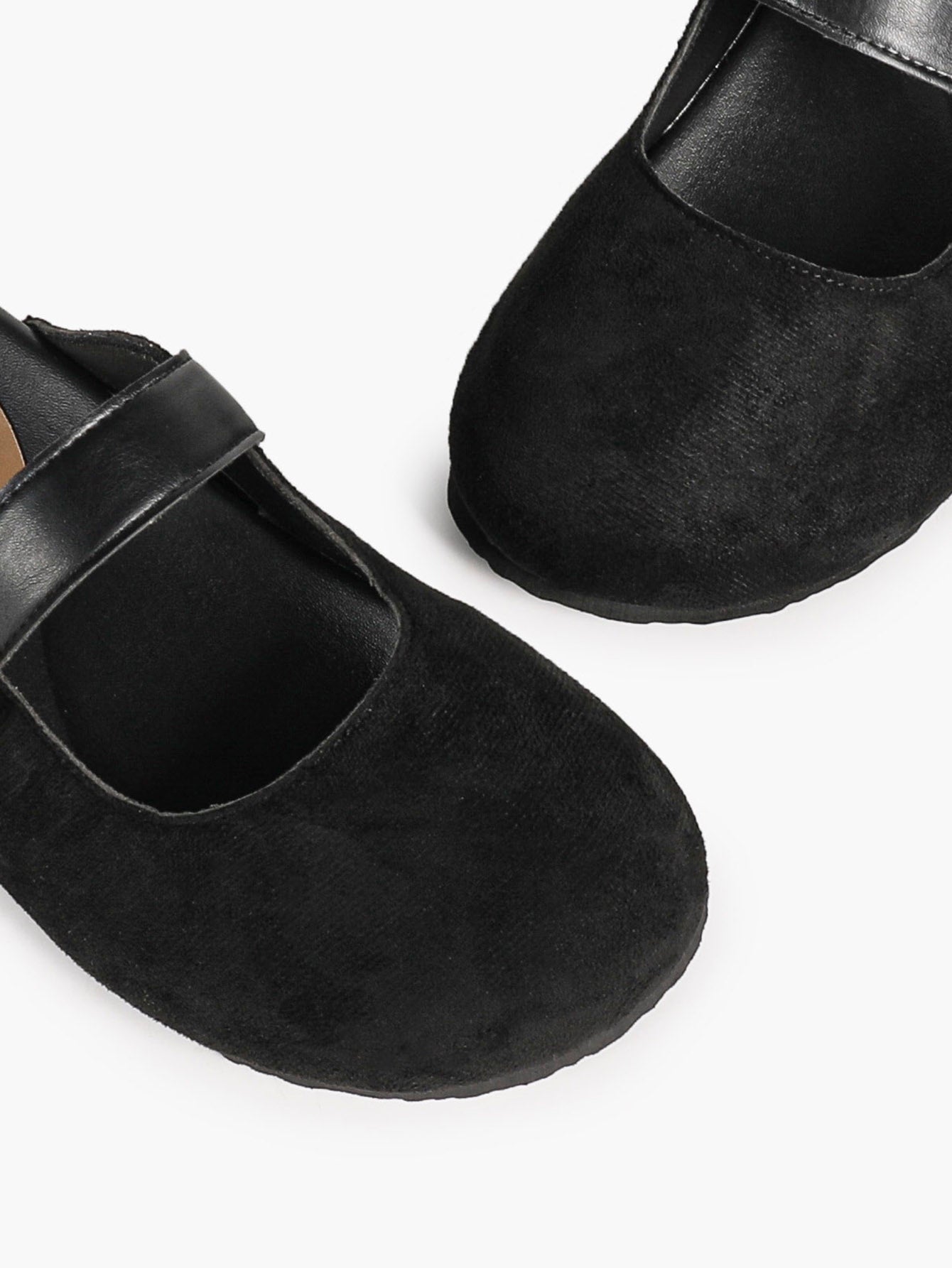 Black Suede Buckled Strap Slip-On Mules with Gold-Tone Hardware