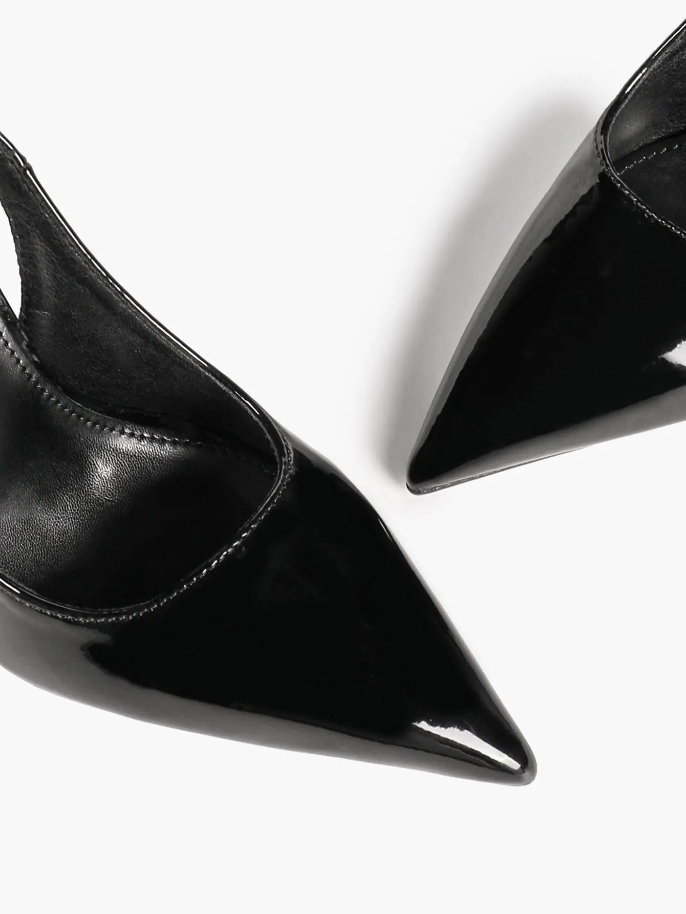 Patent Leather Pointed-Toe Slingback Heels with Gold Buckle YISHIFAN