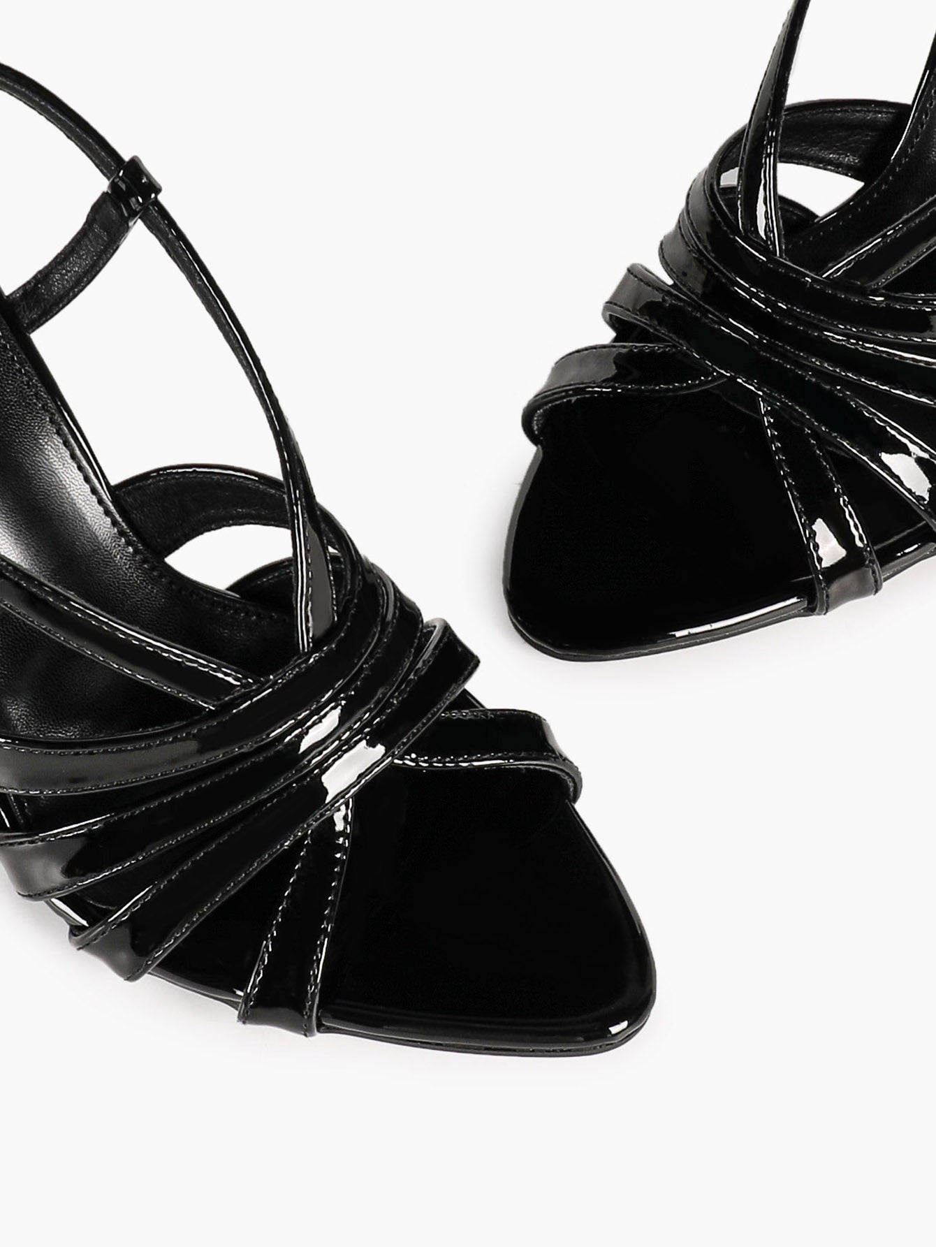 Women's Black Patent Leather Pointed Toe Stiletto Slingback Pumps Adjustable Buckle Office