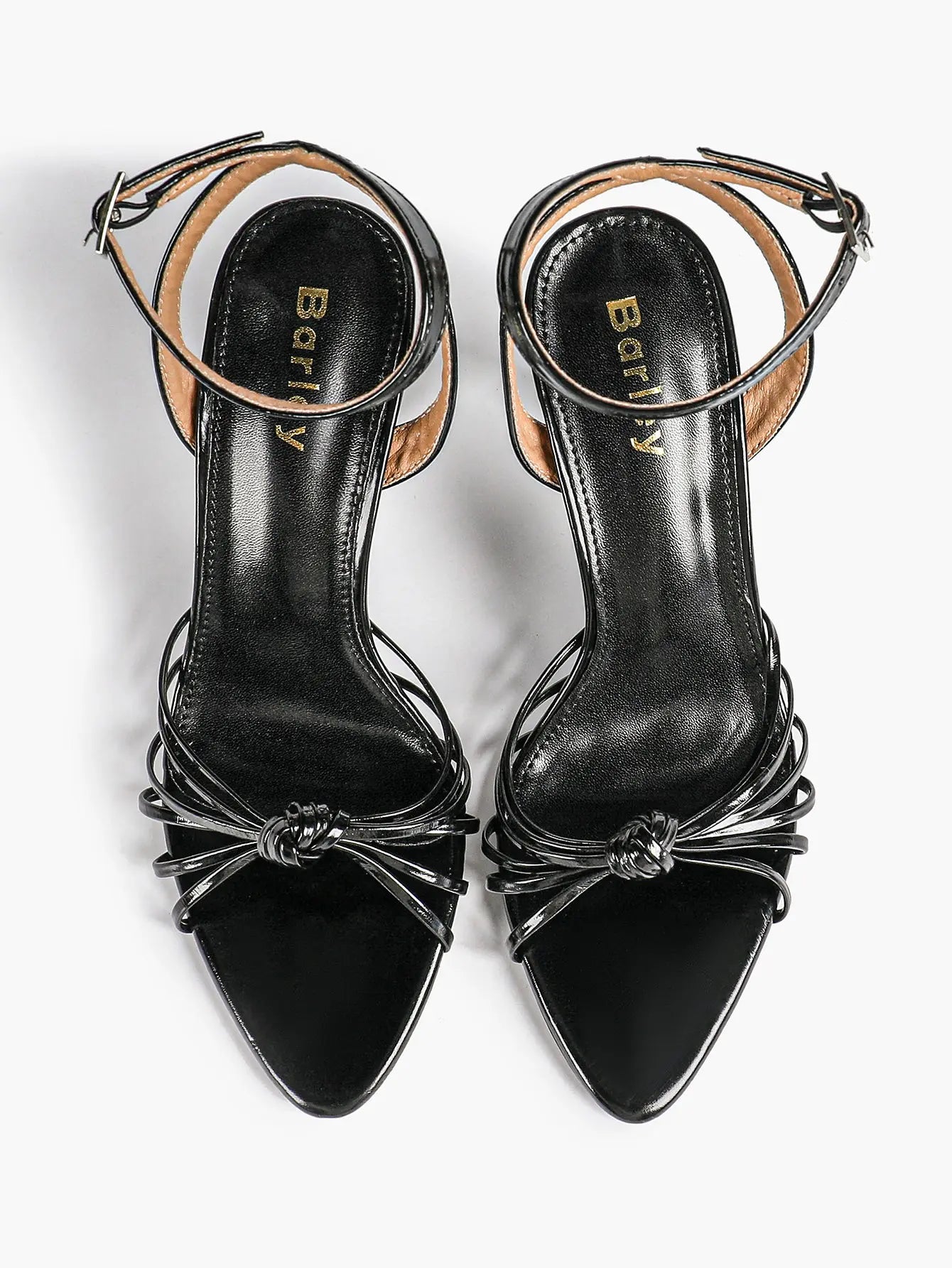 Women's Black Stiletto Heels 3.54 Inch Crisscross Strap Sandals Wedding Party Evening Dress Shoes YISHIFAN