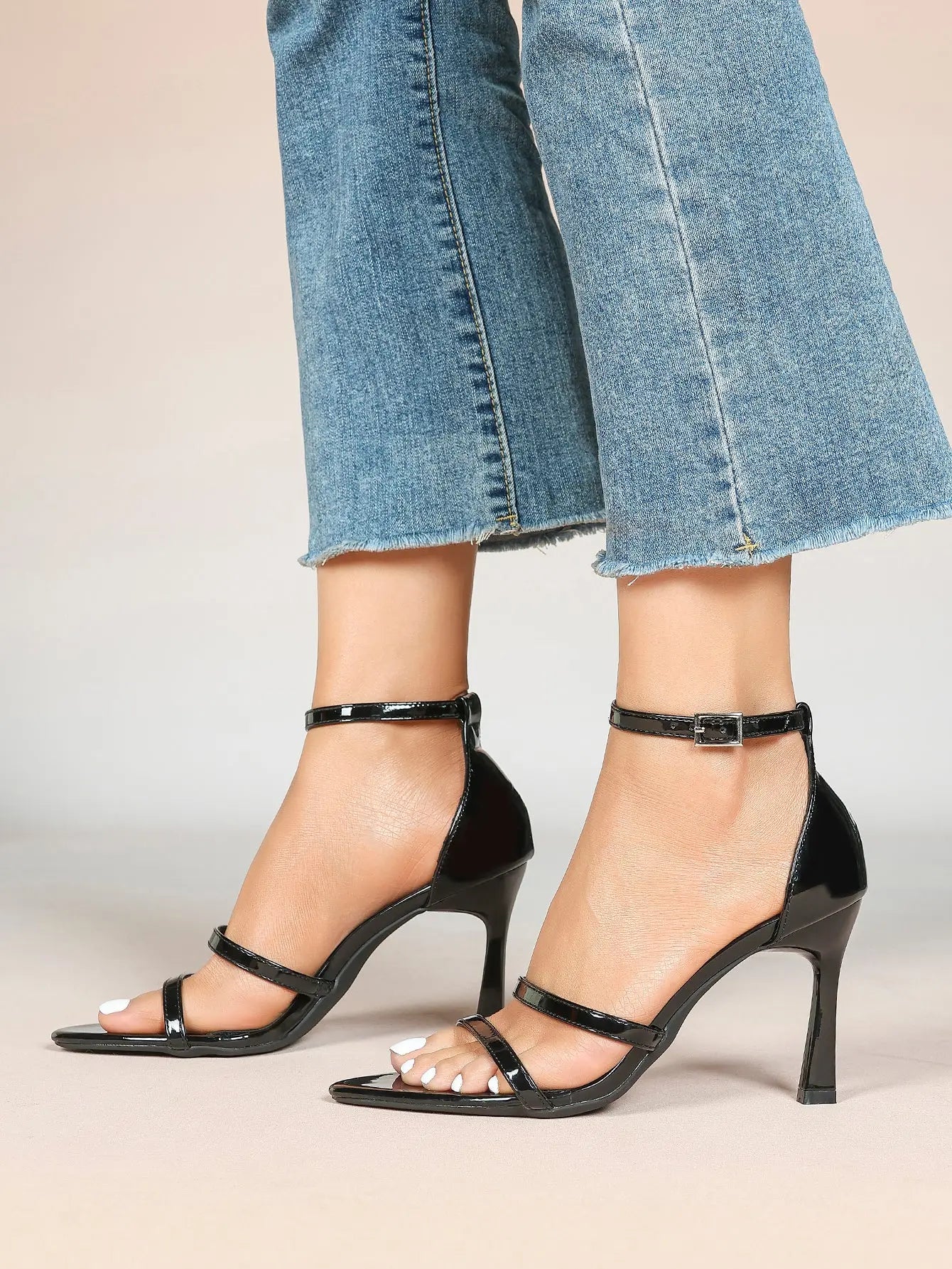 Women's High Stilettos Heels Open Toe Pointed Sandals Ankle Strap Pumps Dress Shoes Party Work Heeled Sandals YISHIFAN