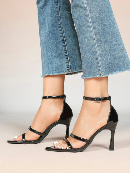 Women's High Stilettos Heels Open Toe Pointed Sandals Ankle Strap Pumps Dress Shoes Party Work Heeled Sandals YISHIFAN