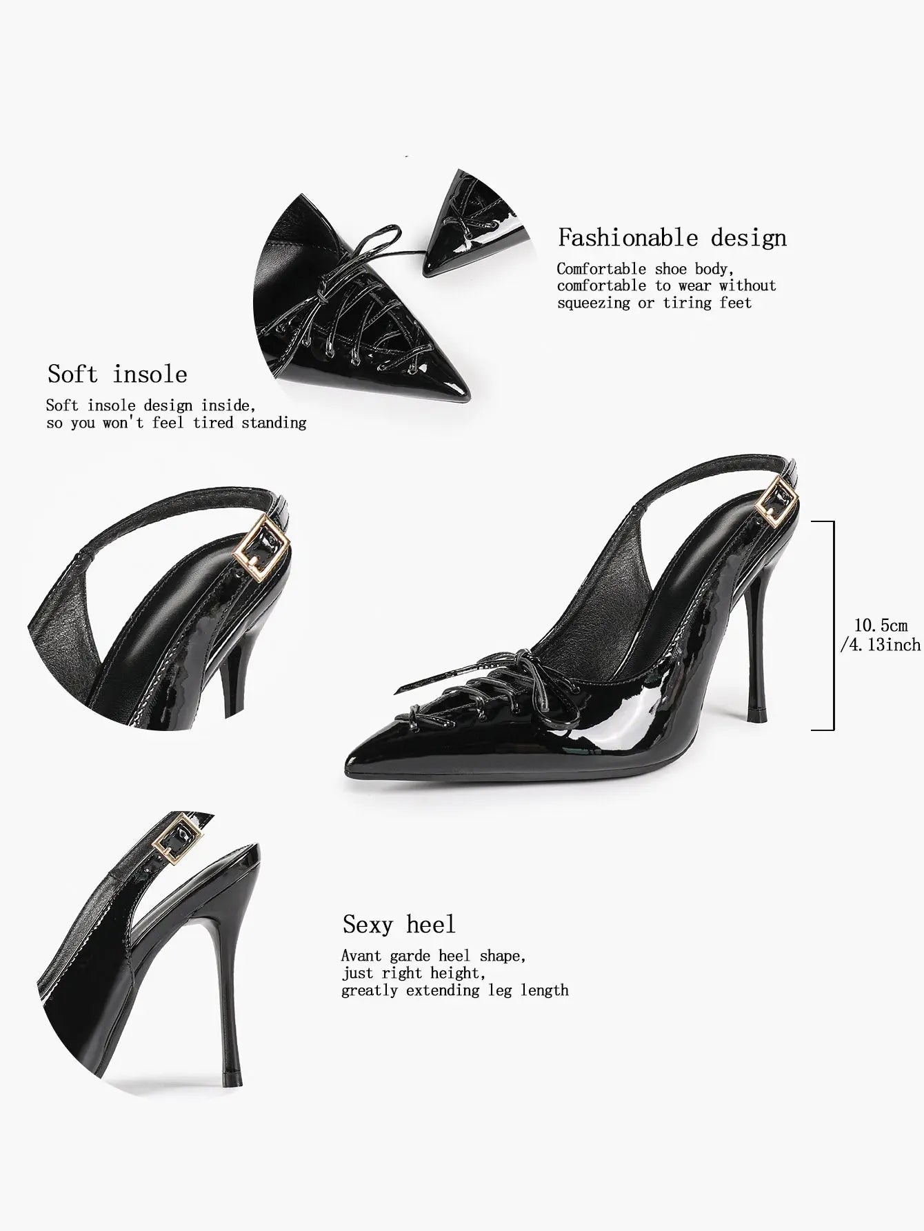 Cognac Lace-Up Oxford Pumps | 10.5cm Stiletto Heel, Chain Ankle Strap YISHIFAN