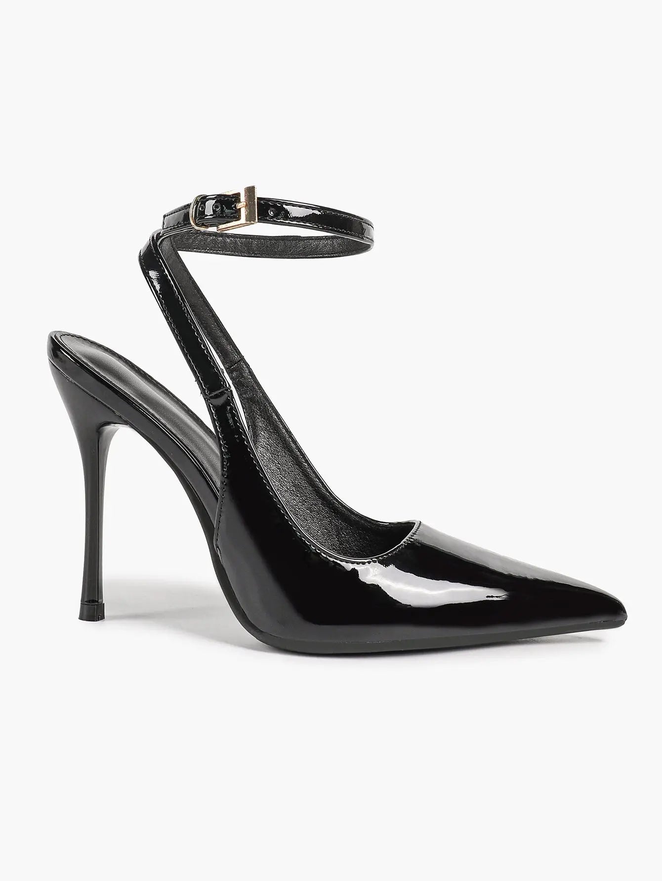 Wine Red Crinkle PU D’Orsay Ankle Strap Stiletto Slingback – Women’s Pointed Toe High Heels YISHIFAN