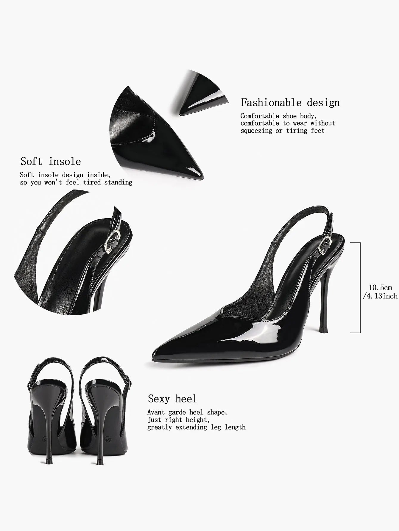 Women Closed Toe Slingback Heels Strappy Pointed Toe Stiletto Heels for Women Wedding Party Office Dress Shoes YISHIFAN