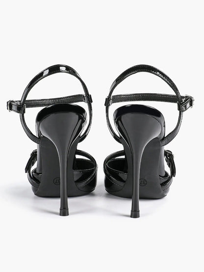 Women's Ivory Leather High-Heel Stiletto Pointed Toe Ankle Strap Sandals Sexy Wedding Party Evening Dress Shoes YISHIFAN