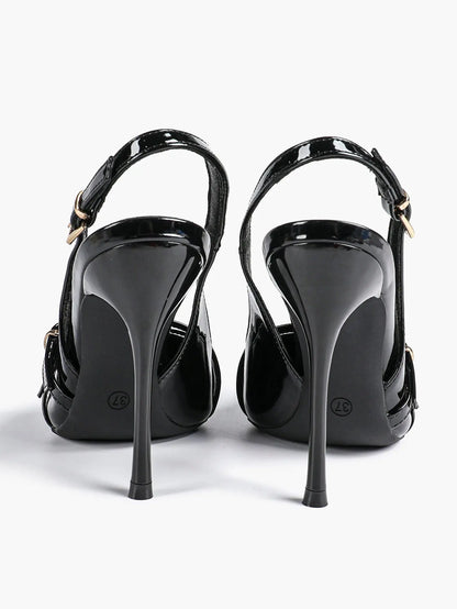 Women's High-Heel Sandals Closed Pointed Toe Slingback Heels Ankle Strap Stiletto Heels Elegant YISHIFAN