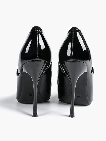 Burgundy Leather Stiletto Heels Sharp Pointed Toe Cross Strap Pump 4.13 INCH for Party Wedding Shoes YISHIFAN