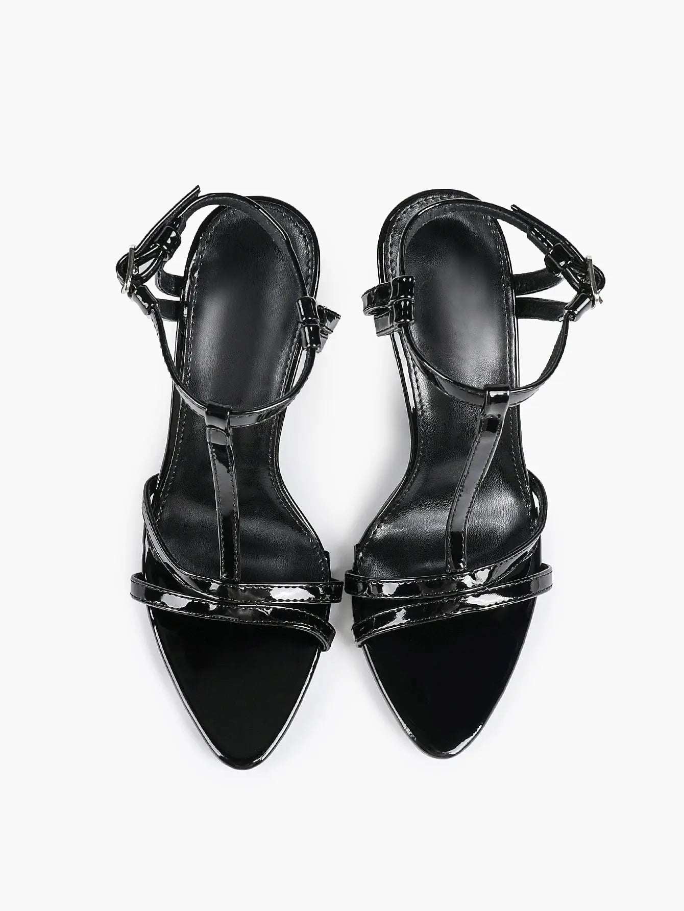 Women's Metallic Gold T-Strap Multi-Strap Stiletto Sandals Stiletto Heel for Party Office Shoes YISHIFAN